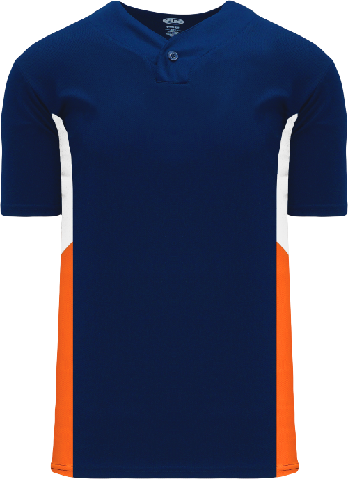 Triple One Button Baseball Jersey - Navy/White/Orange