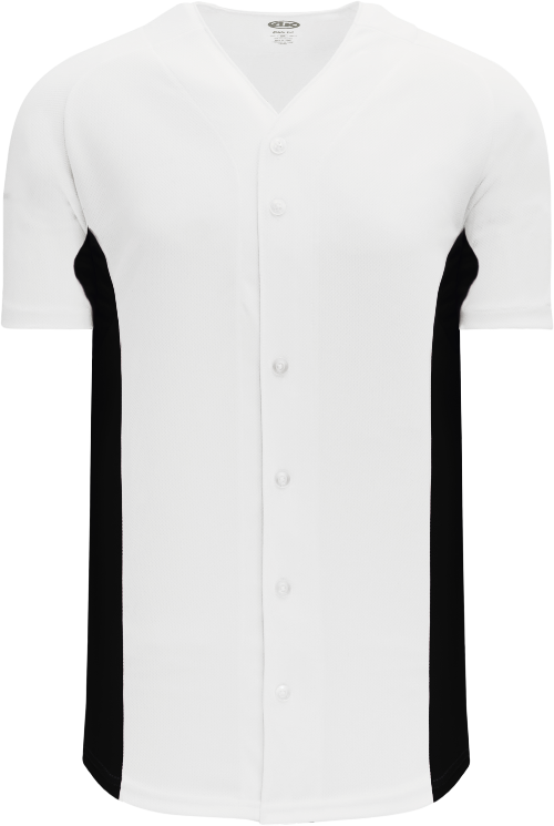 Full Button Color Blocked Baseball Jersey - White/Black