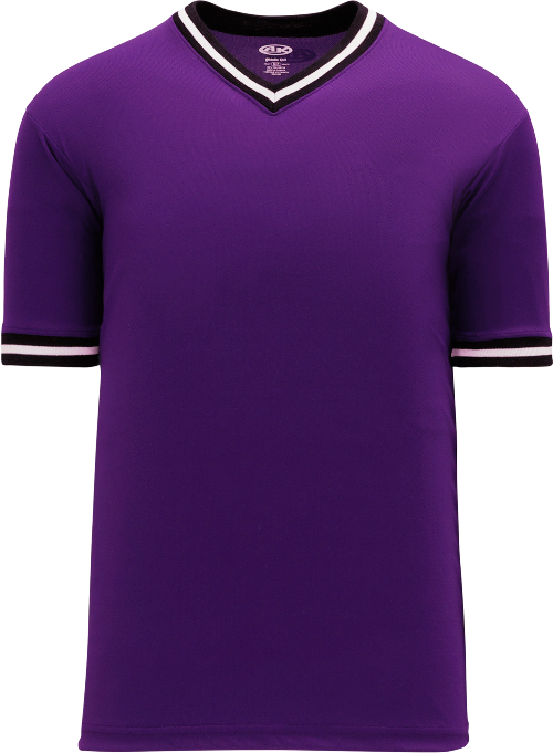 Trimmed Pullover Baseball Jersey - Purple/Black/White
