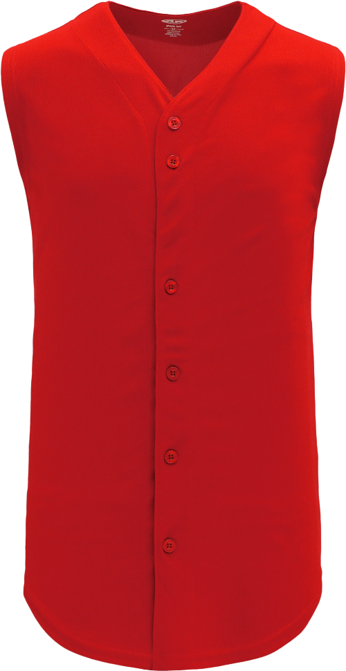 Full Button Vest Baseball Jersey - Red