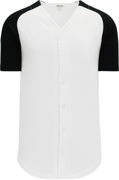 Full Button Raglan Sleeve Baseball Jersey - White/Black